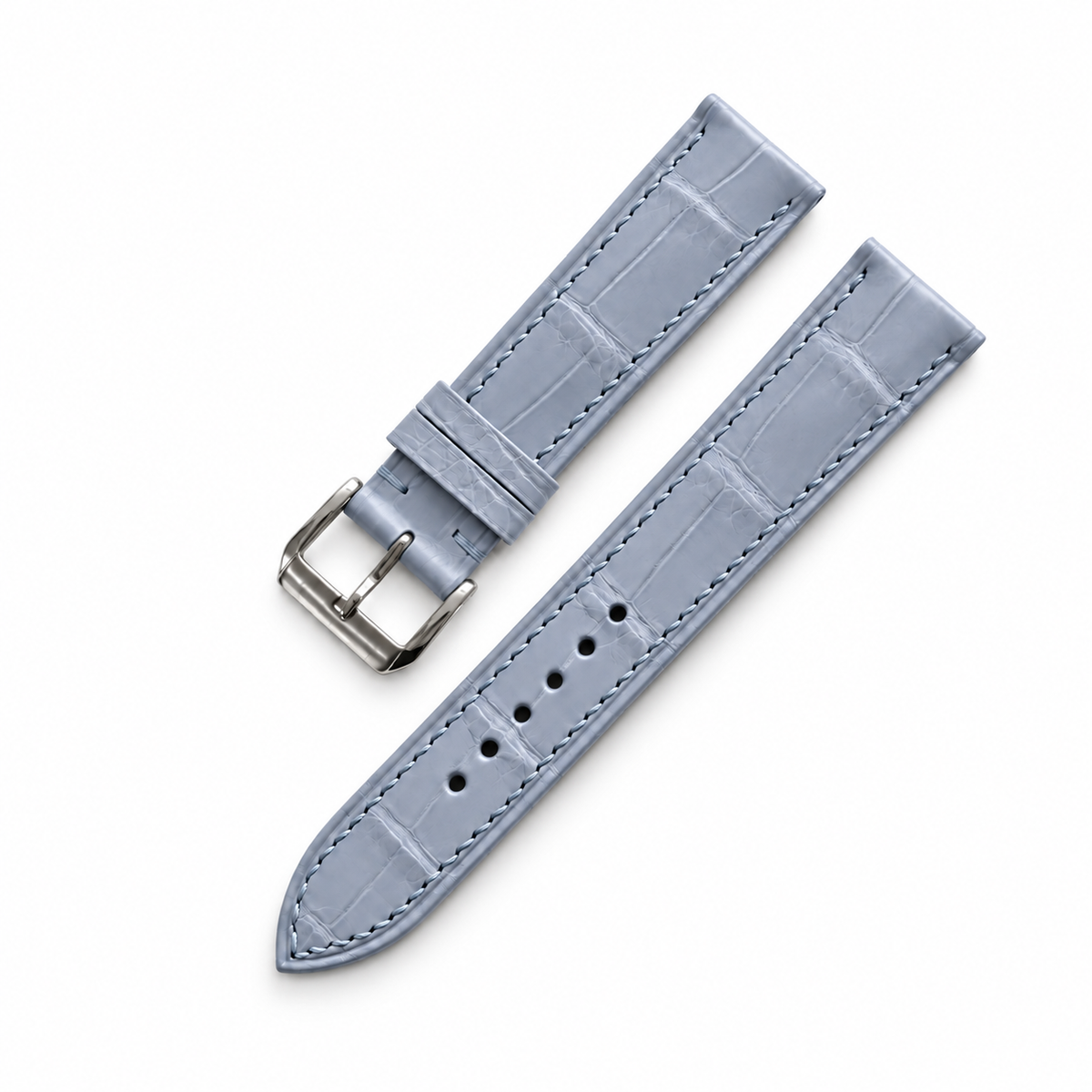 Paradise Cloud Blue Alligator Leather Watch Strap - side profile detail