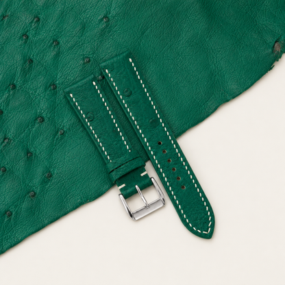 Green Ostrich Leather Watch Strap - Photo 1