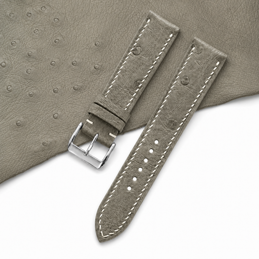 Taupe Ostrich Leather Watch Strap