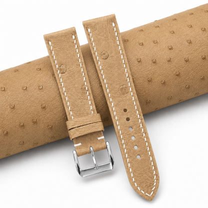 Camel Tan Ostrich Leather Watch Strap - Photo 1