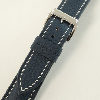 Padded Black Togo Leather Watch Strap