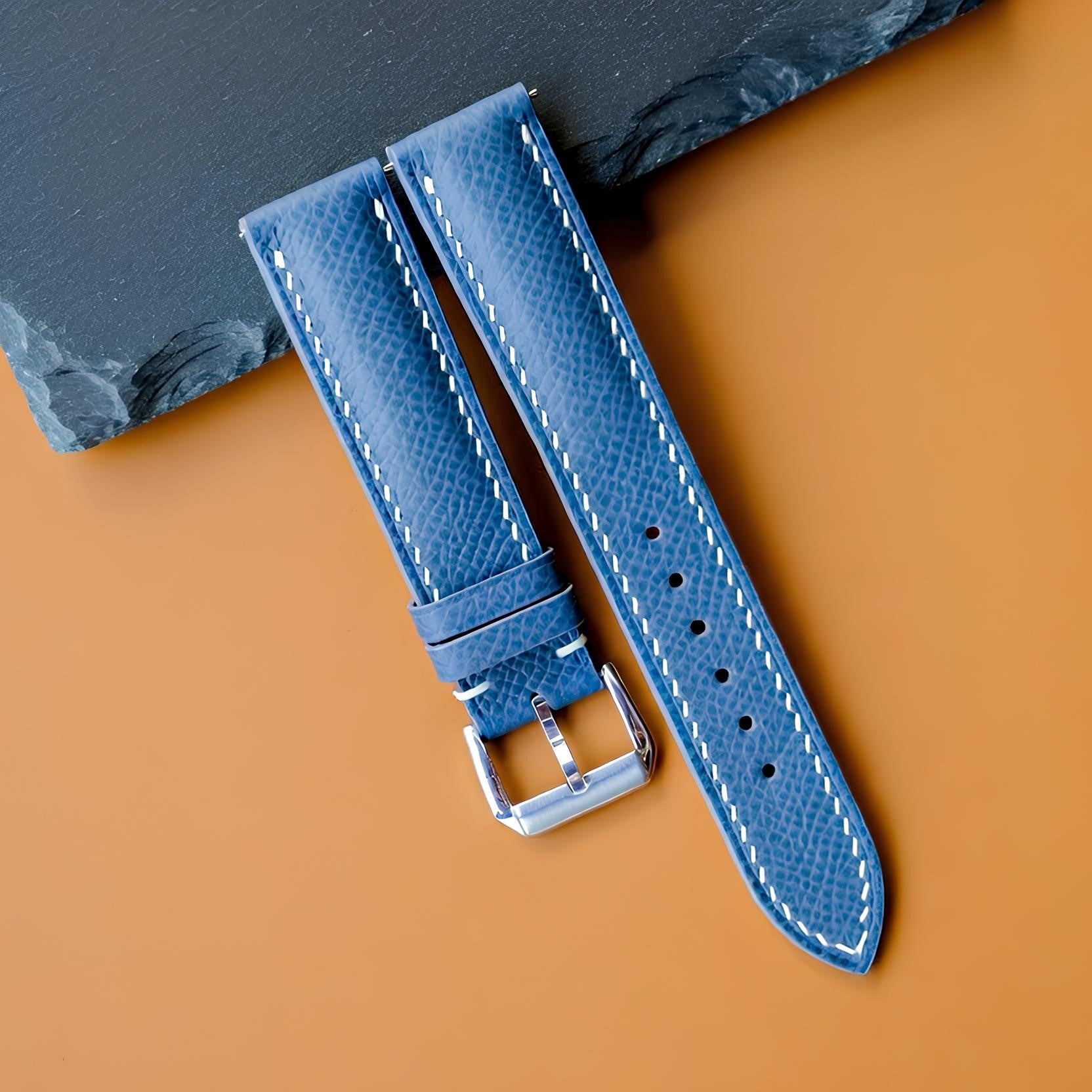Gray Epsom Leather Watch Strap