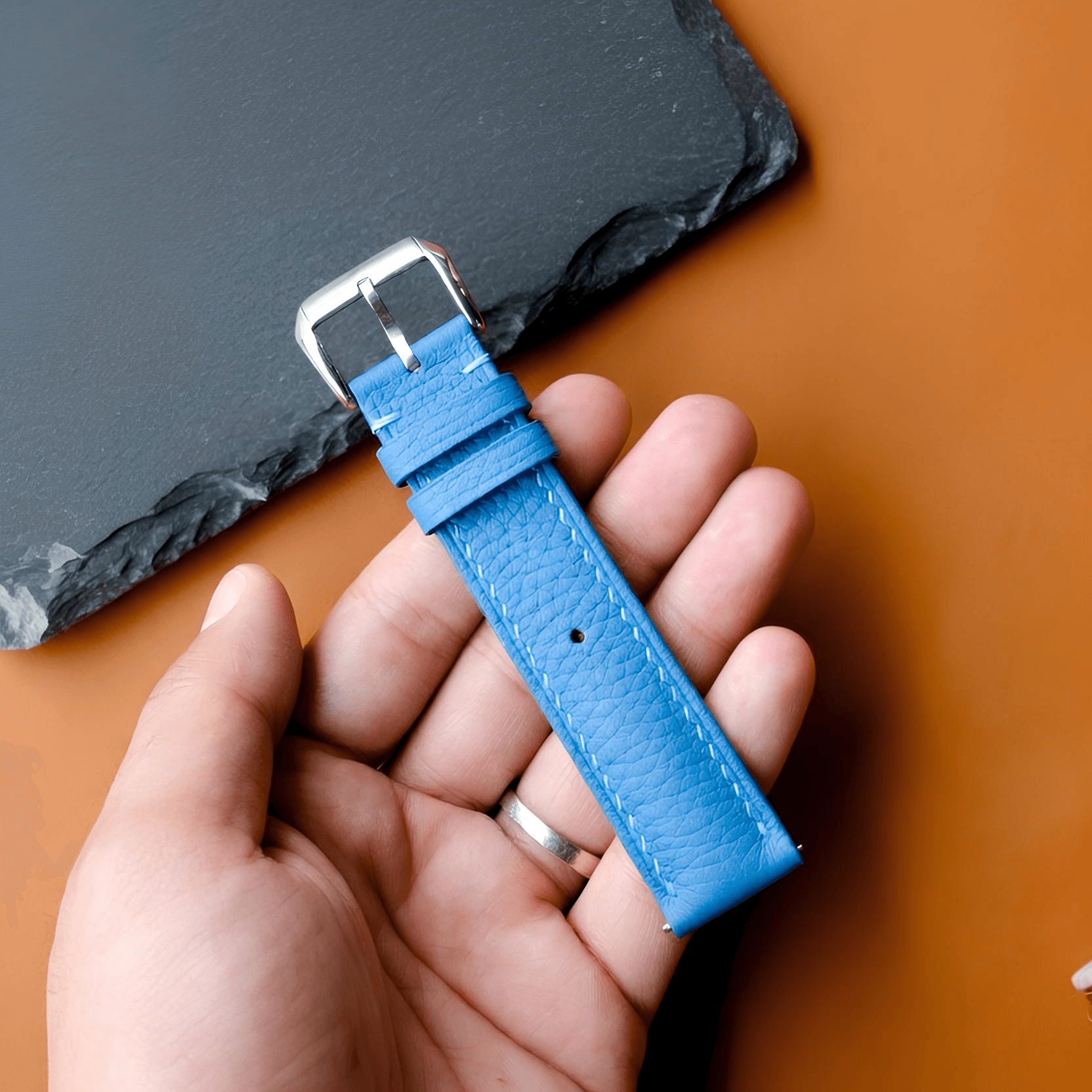 Sky Blue Togo Leather Watch Strap photo 1