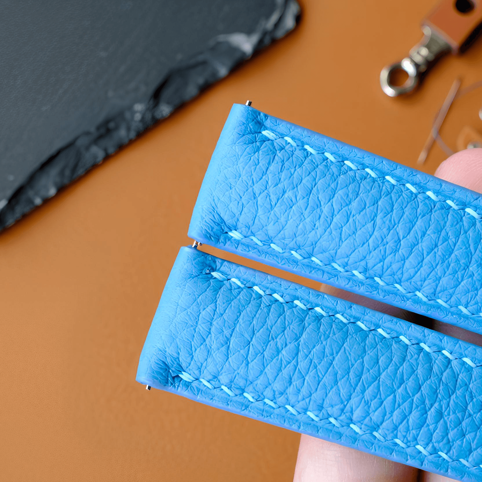 Sky Blue Togo Leather Watch Strap photo 2