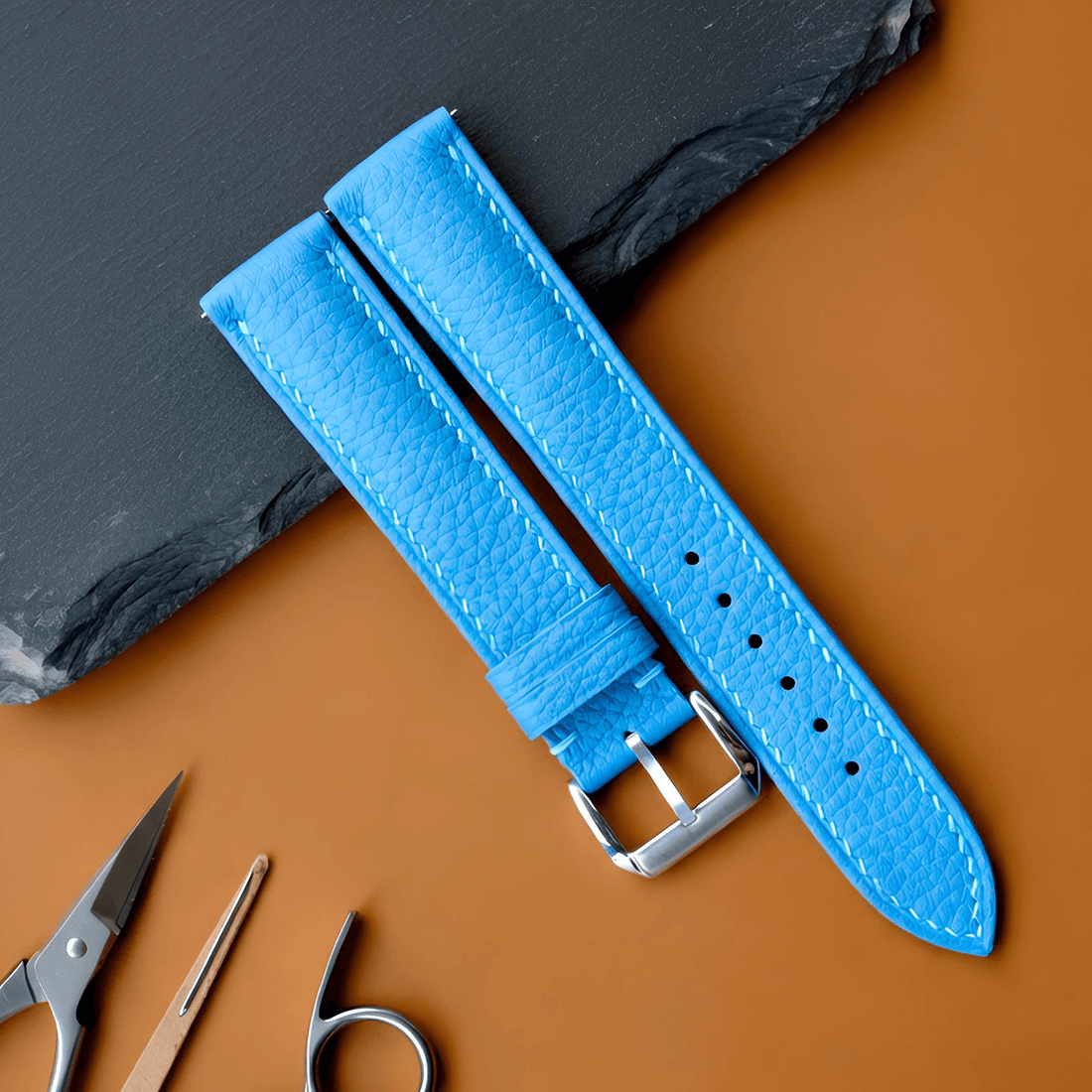 Sky Blue Togo Leather Watch Strap photo 3