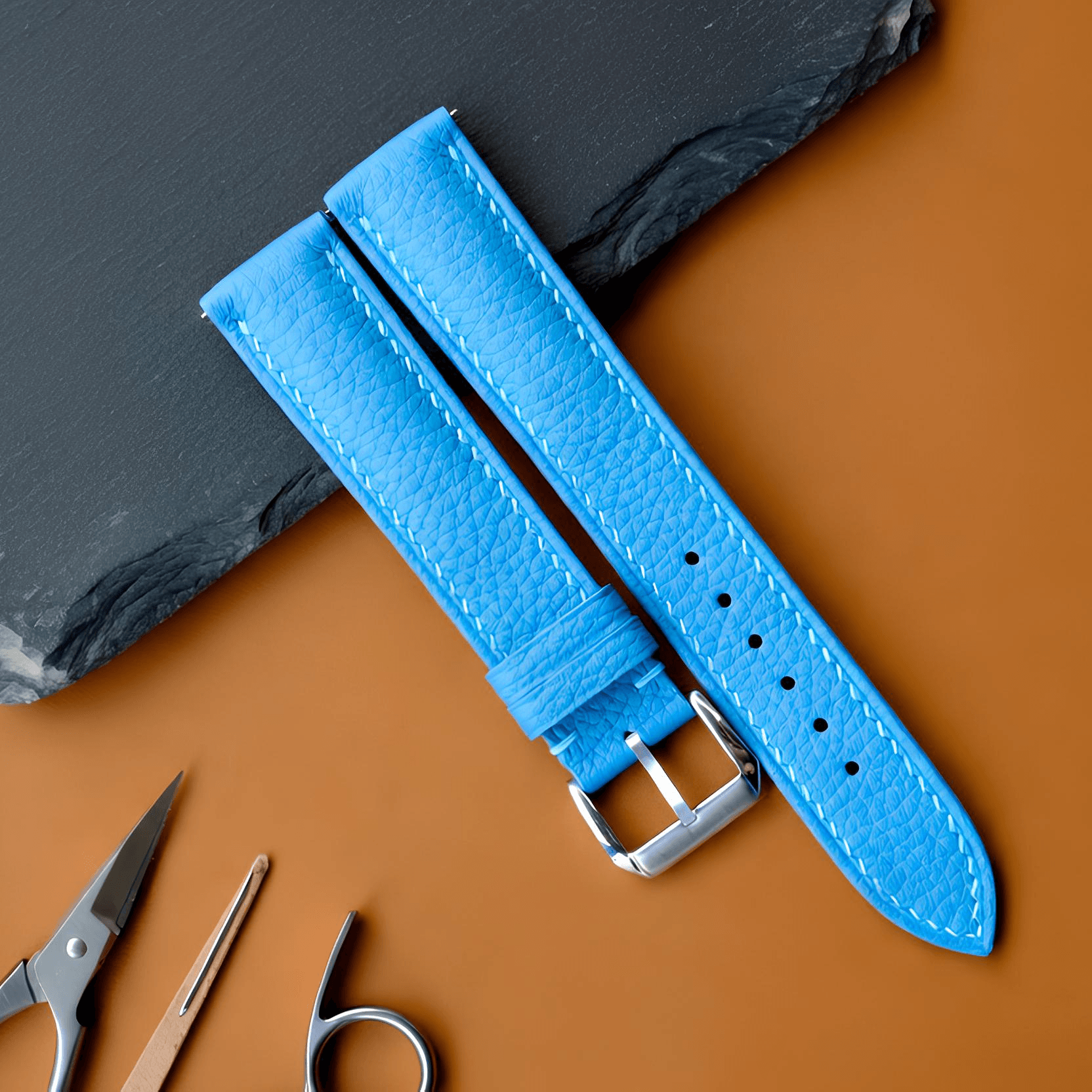 Sky Blue Togo Leather Watch Strap photo 3