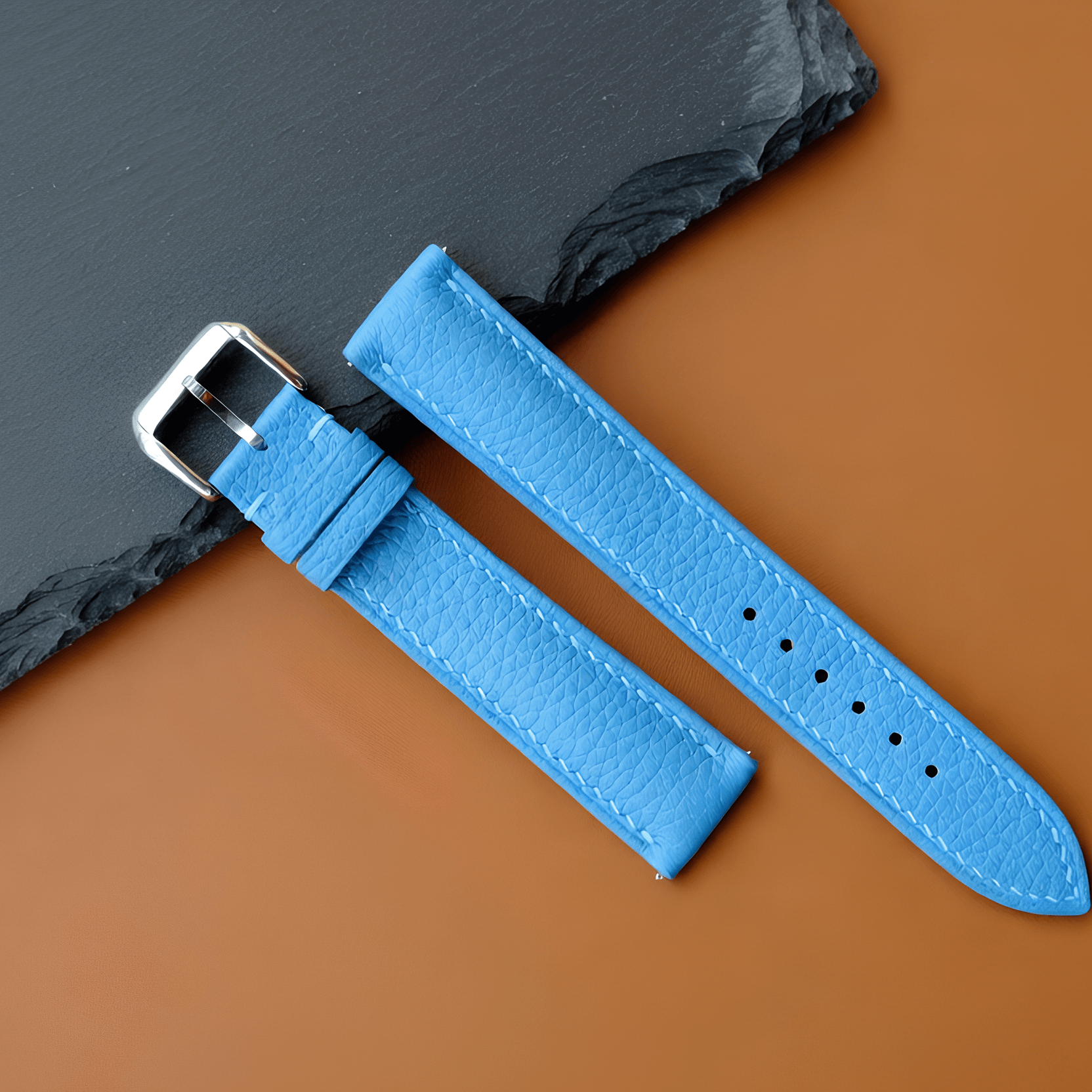 Sky Blue Togo Leather Watch Strap photo 4