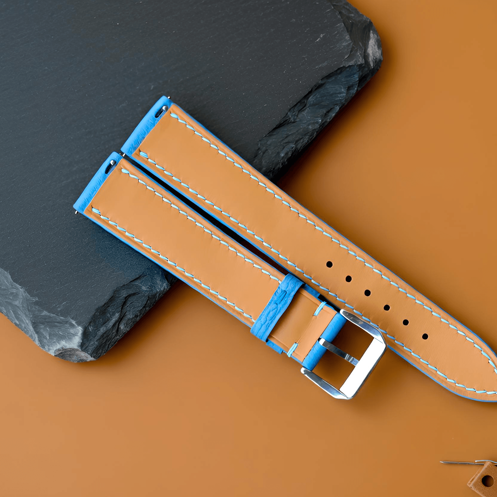 Sky Blue Togo Leather Watch Strap photo 5