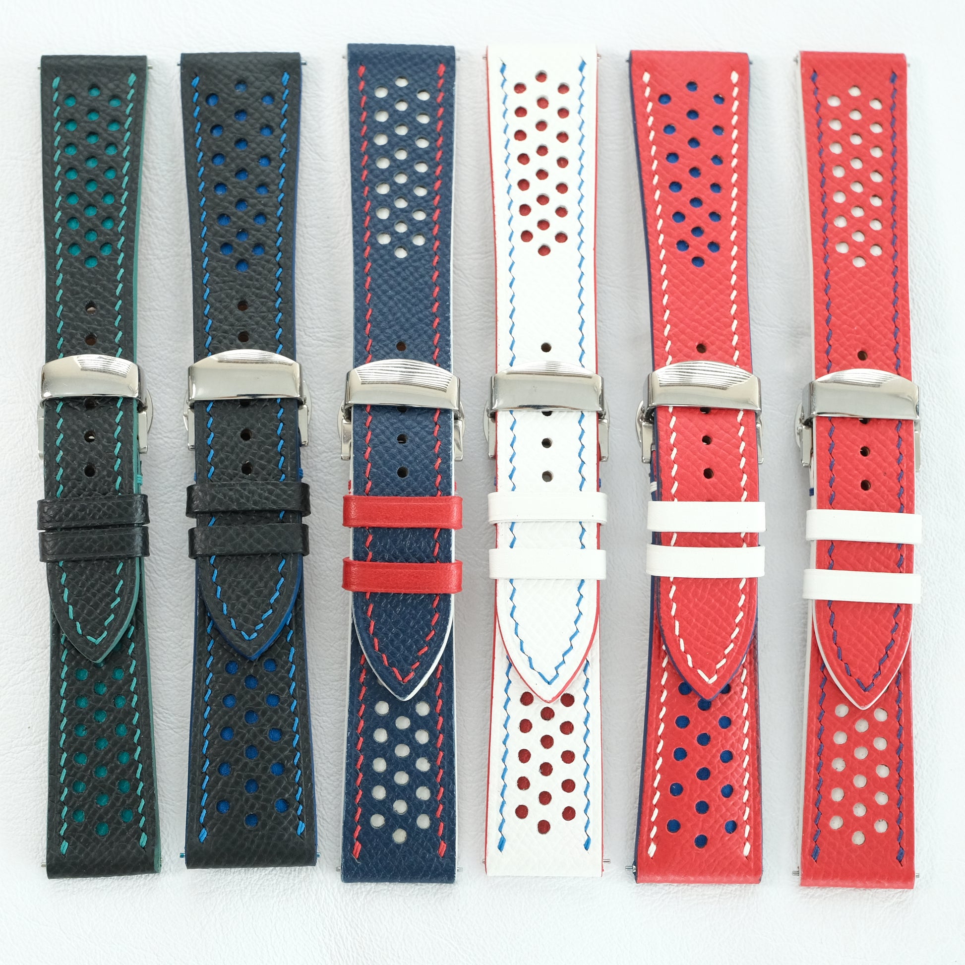 Custom Racing Holes Rally Leather Watch Strap - Contrast Color Underlay - Photo 9