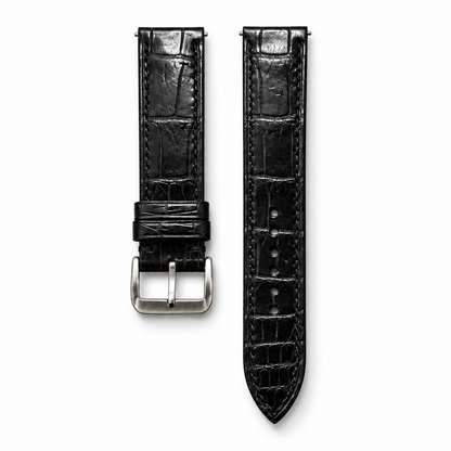 Customizable Black Alligator Leather Watch Strap