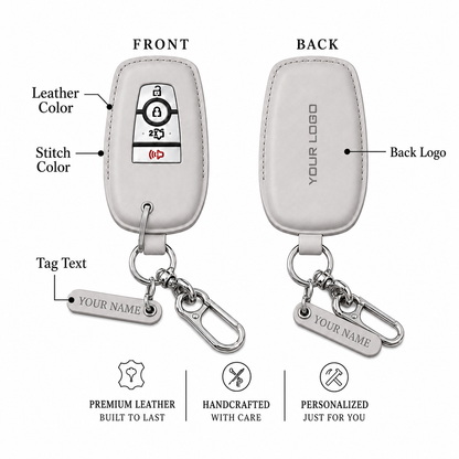 Custom Leather Key Fob Cover - Personalized Car Key Case