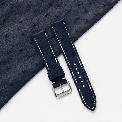 Midnight Navy Ostrich Leather Watch Strap - Photo 1