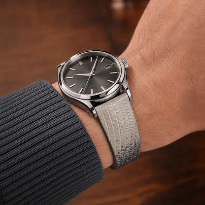 Natural Wild Grey Lizard Leather Watch Strap