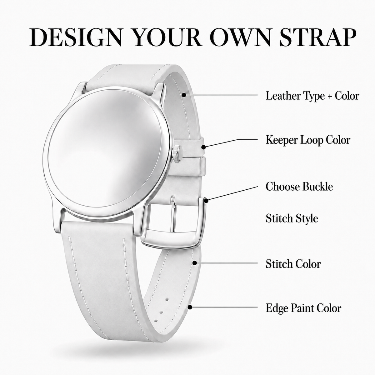 Personalized Leather Watch Strap - Custom Handmade Bespoke Band - Photo 1