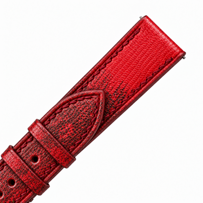 Red Lizard Leather Watch Strap - keeper detail