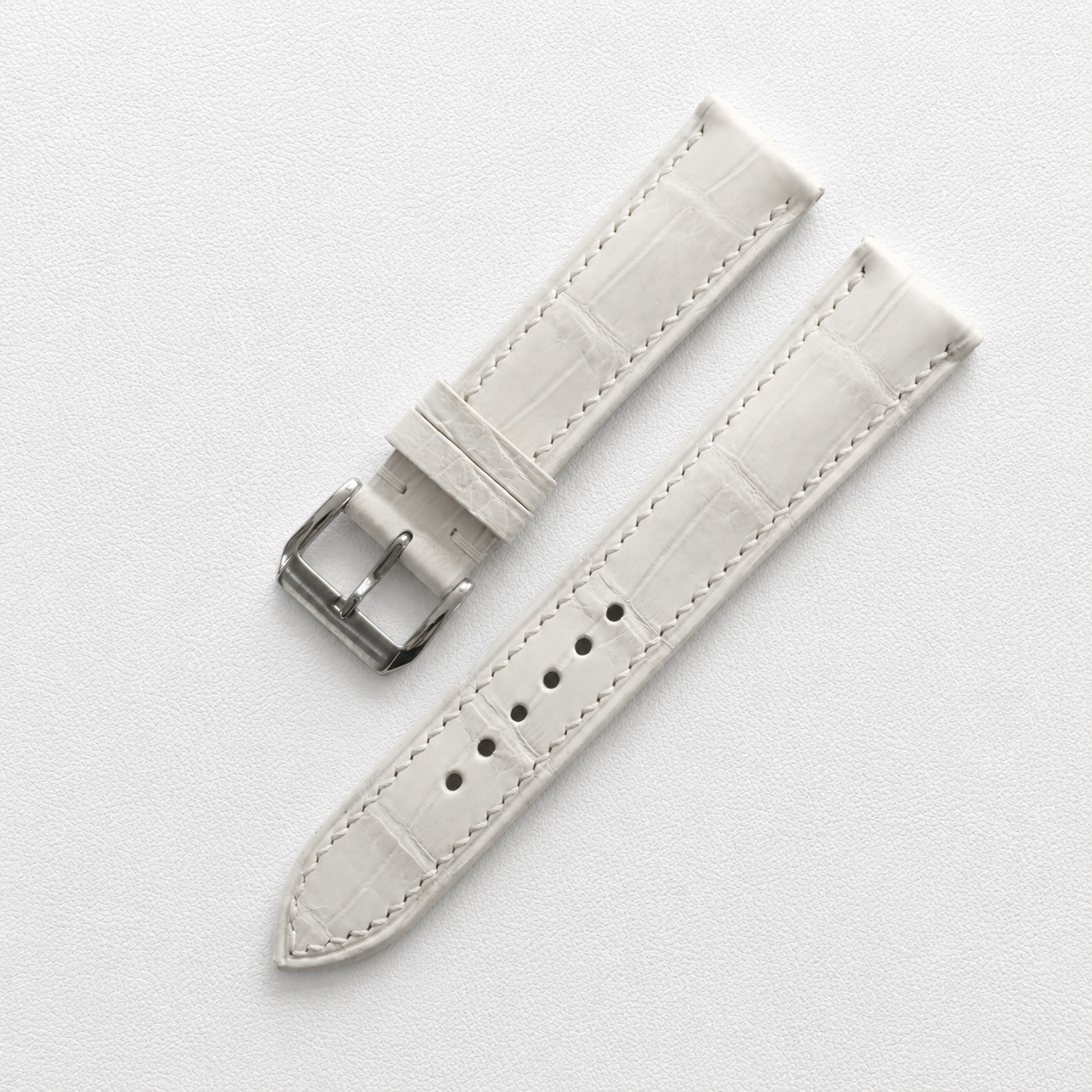 Ivory White Alligator Leather Watch Strap