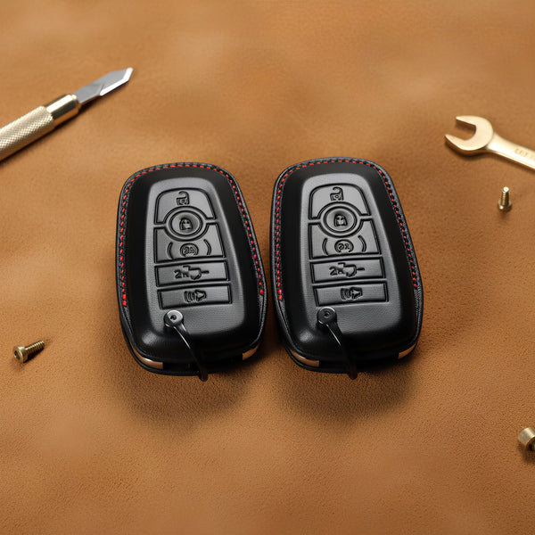 Ford Mustang Leather Key Fob Cover | Shelby GT500 GT350 Dark Horse Mach 1 EcoBoost Handstitched Key Case