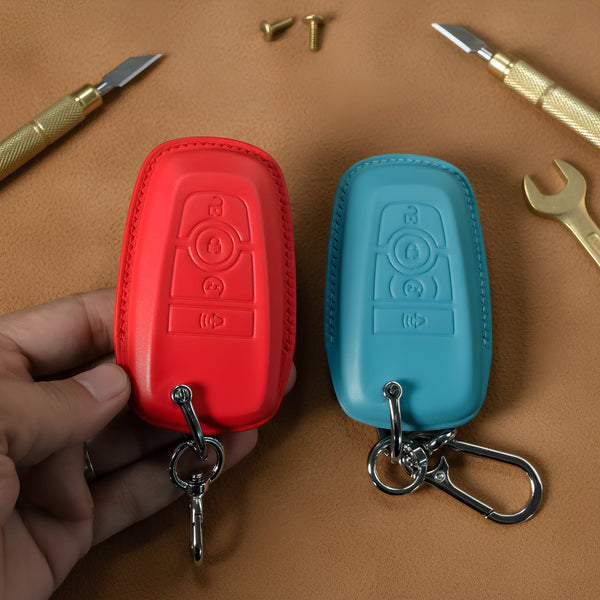 Ford Bronco Leather Key Fob Cover | Bronco Raptor Badlands Wildtrak Outer Banks Handstitched Smart Key Case