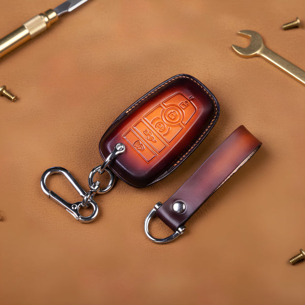 Ford F-150 Leather Key Fob Cover | F-250 F-350 Raptor King Ranch Lariat Lightning Tremor Handstitched Key Case