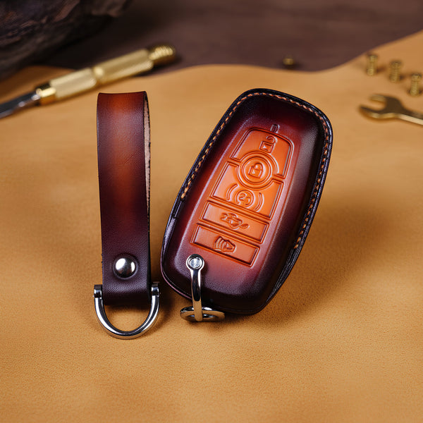 Ford Tremor Leather Key Fob Cover | F-150 Ranger Maverick Raptor Super Duty Lariat XLT Handstitched Key Case