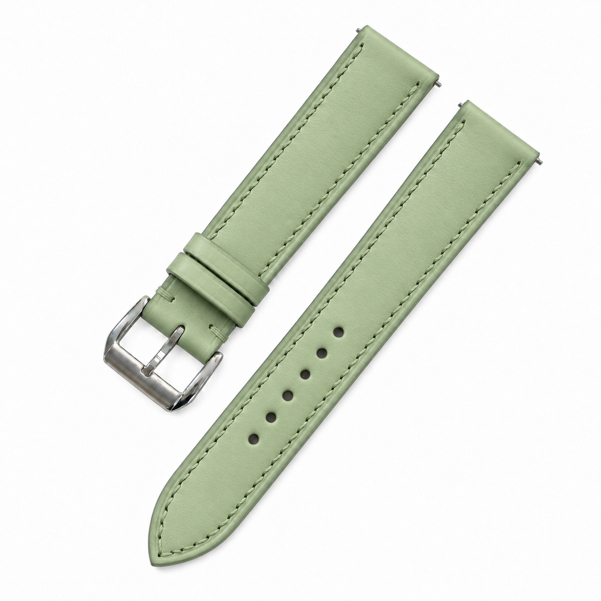 Pastel Sage Green Swift Leather Watch Strap - two piece diagonal