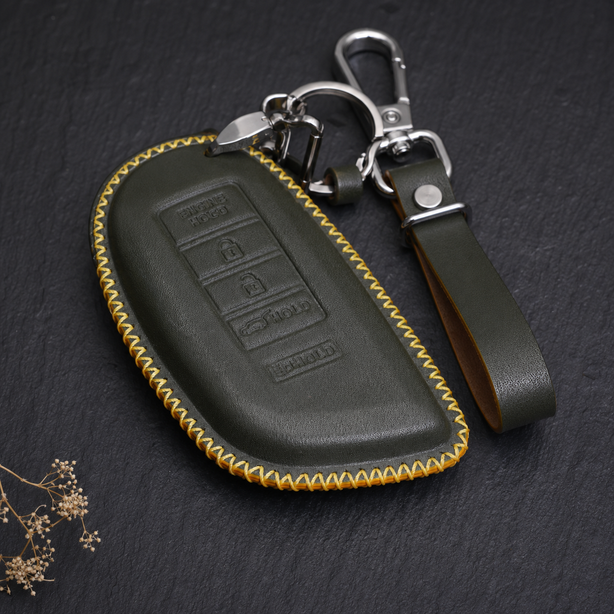 Acura RDX olive leather smart key cover detail