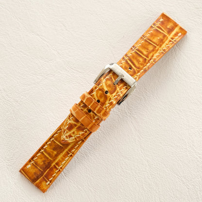Amber Cognac Hand-Patina Alligator Leather Watch Strap
