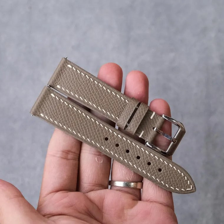 Flat Etoupe Taupe Epsom Leather Watch Strap