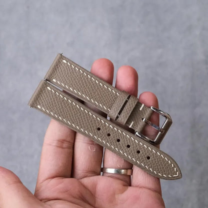 Flat Etoupe Taupe Epsom Leather Watch Strap