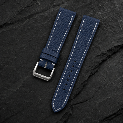 Flat Navy Epsom Leather Watch Strap