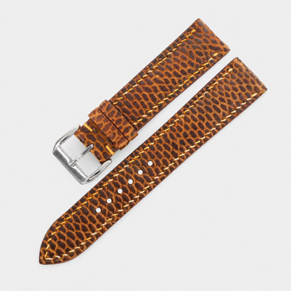 Patina Antique Cognac Beaver Tail Leather Watch Strap