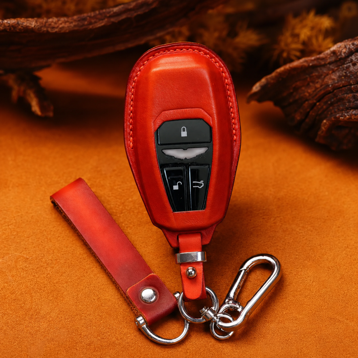 Aston Martin leather key fob cover - red smart key case