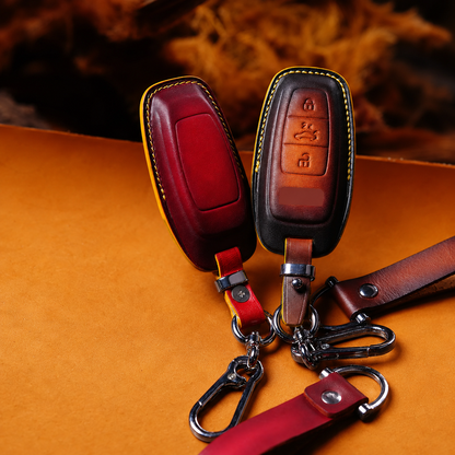 Audi Q8 leather key fob cover with keychain