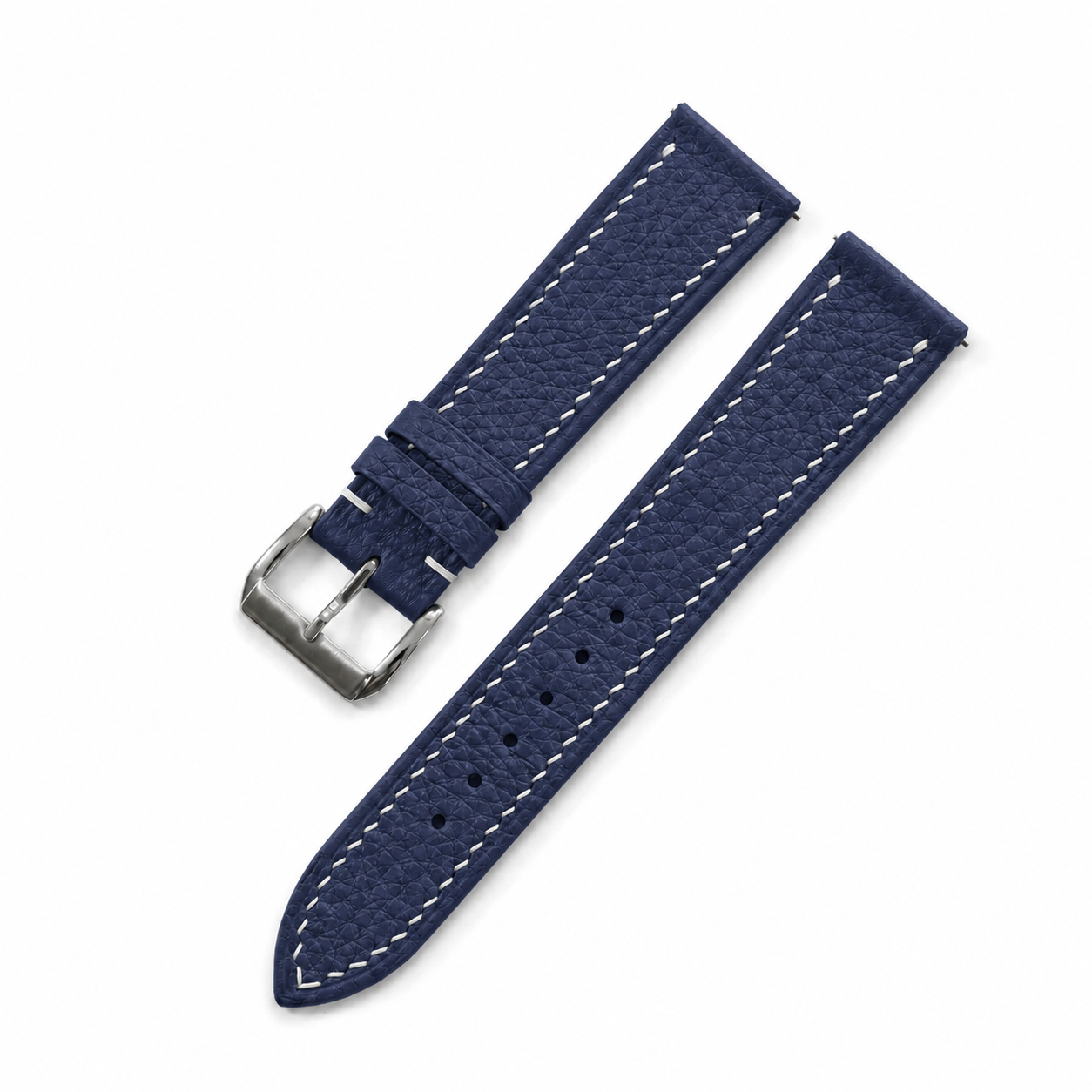 Flat Navy Togo Leather Watch Strap