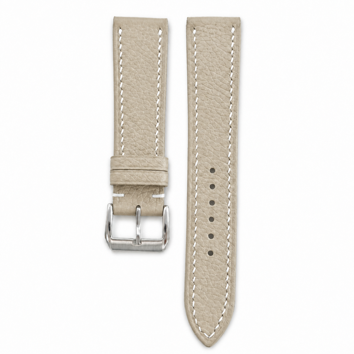 Beige Togo Leather Watch Strap with steel buckle