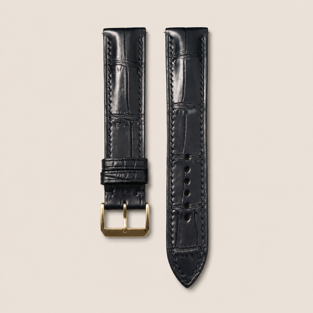 Black Alligator Leather Watch Strap