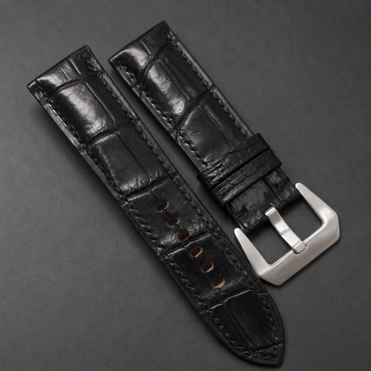 Black Alligator Leather Watch Strap
