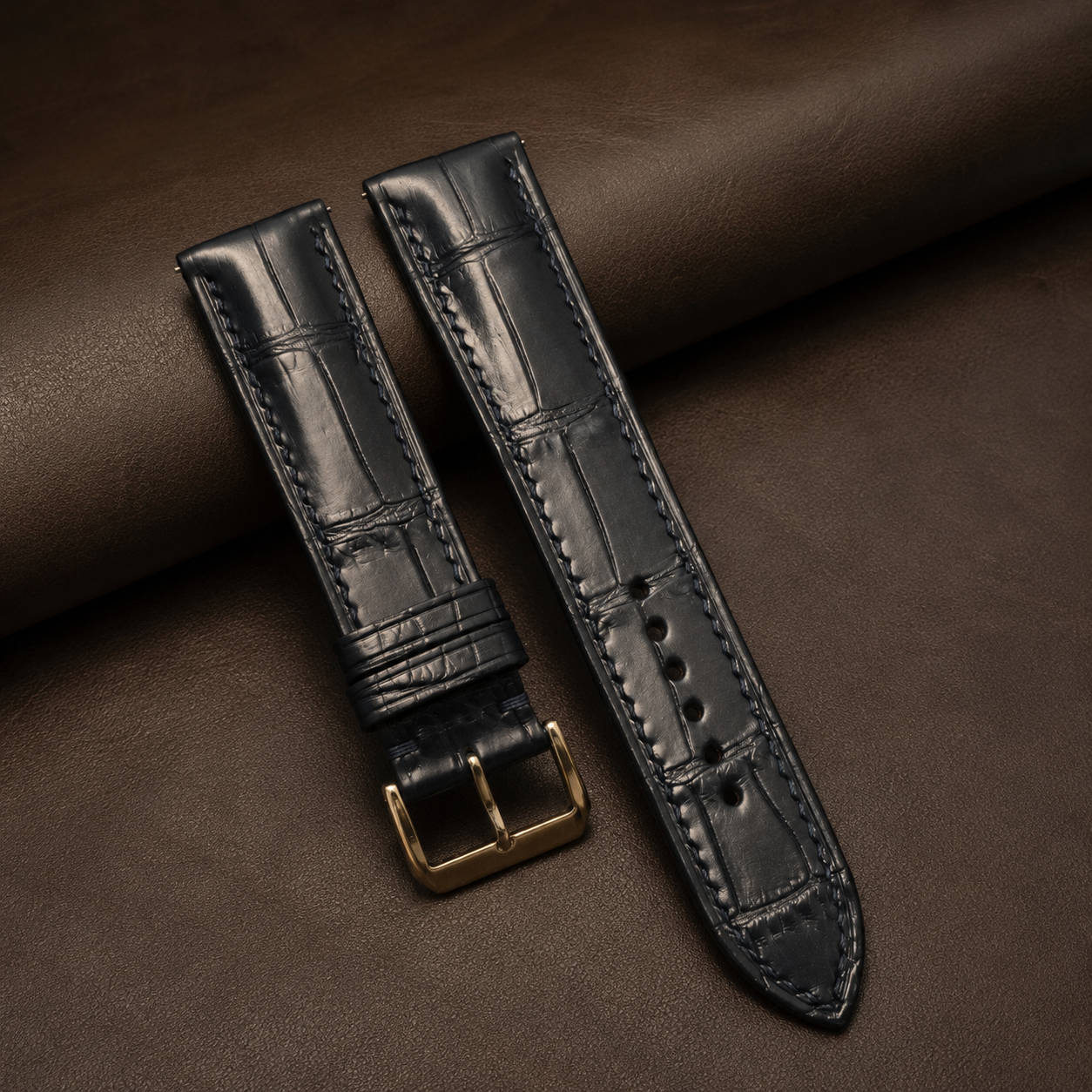 Black Alligator Leather Watch Strap