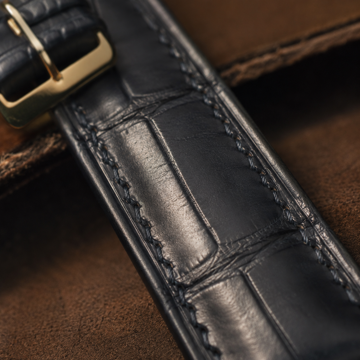 Black Alligator Leather Watch Strap