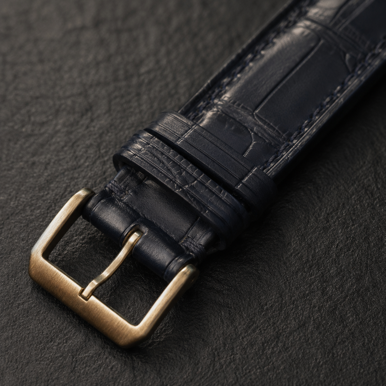 Black Alligator Leather Watch Strap