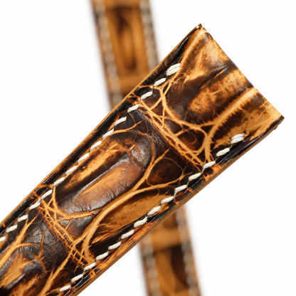 Black Amber Patina Alligator strap macro lug end scales