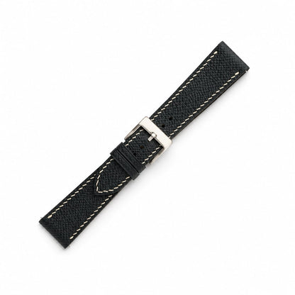 Black Epsom cream stitch strap angled