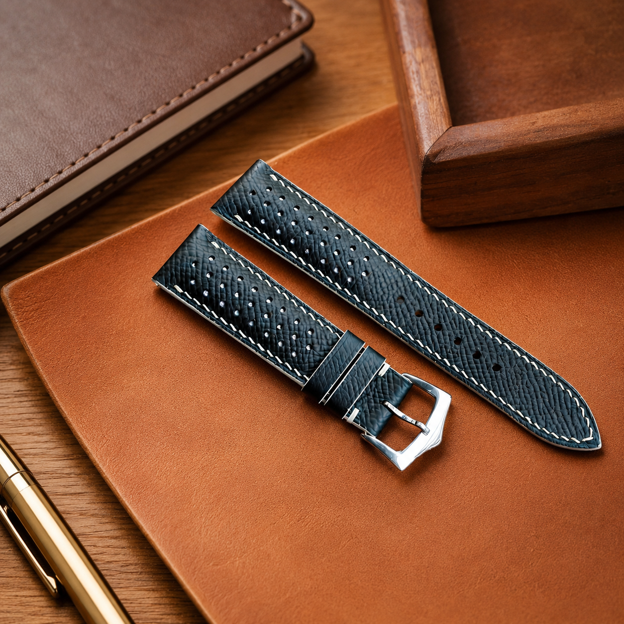 Black Epsom Leather Watch Strap