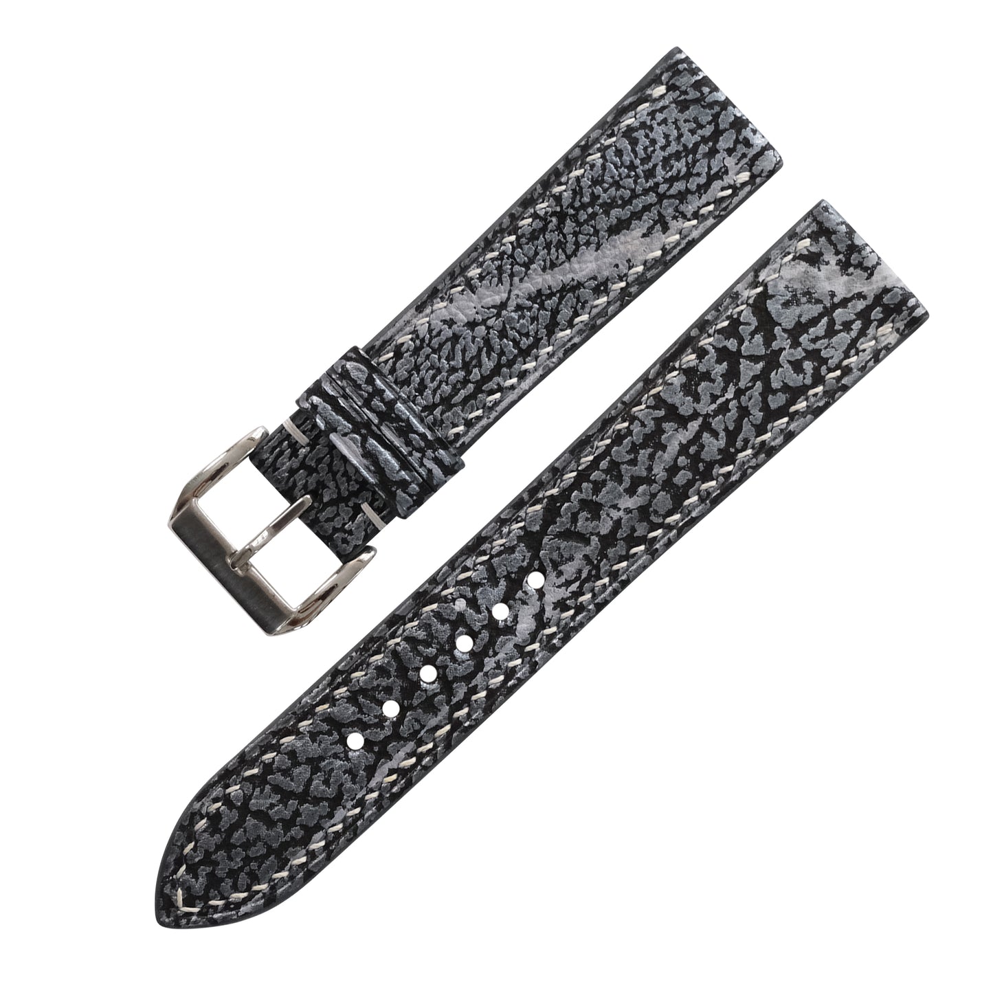 Black Grey Shark Leather Watch Strap