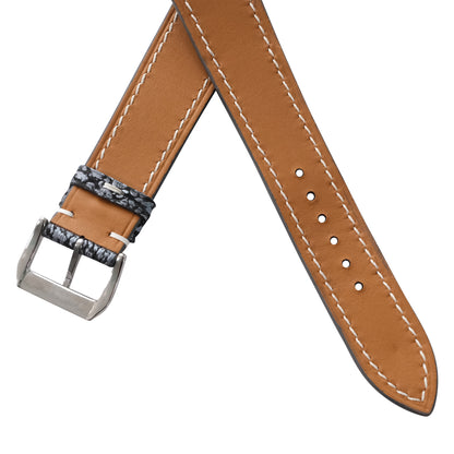 Black Grey Shark Leather Watch Strap