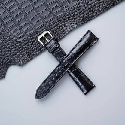 Black Hornback Alligator Leather Watch Strap