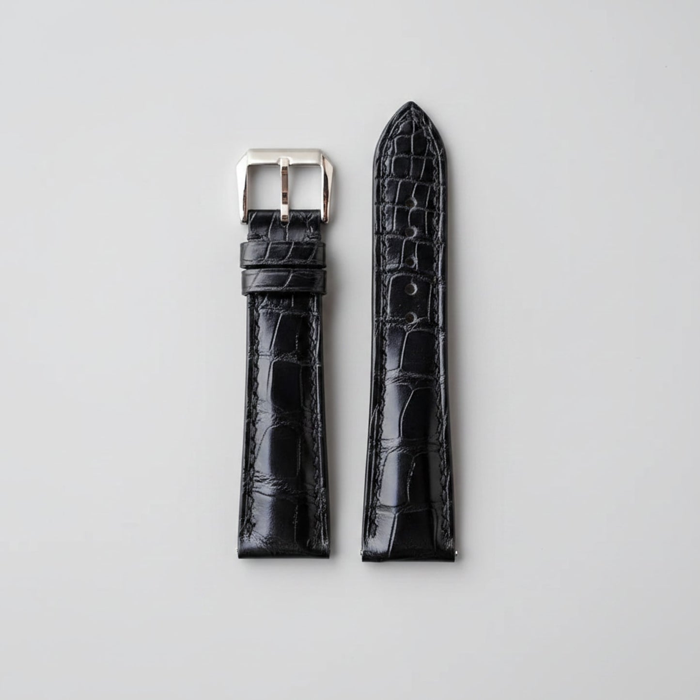 Black Hornback Alligator Leather Watch Strap