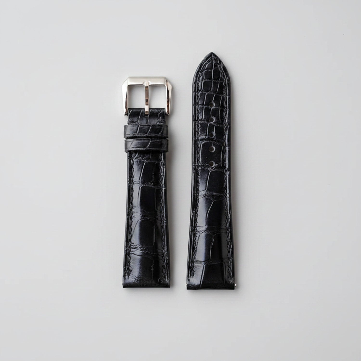 Black Hornback Alligator Leather Watch Strap