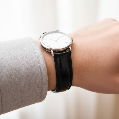 Black Hornback Alligator Leather Watch Strap