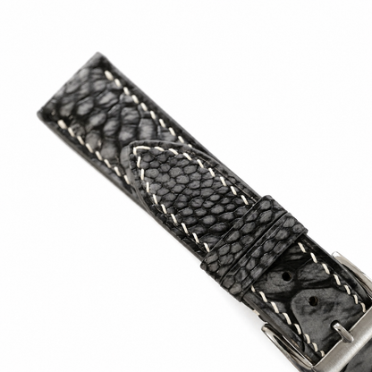 Black Nubuck Ostrich Leg Leather Watch Strap